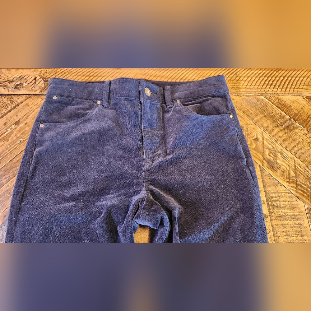 Club Monaco High Rise Skinny Cords Navy Blue Size Medium - Picture 2 of 11